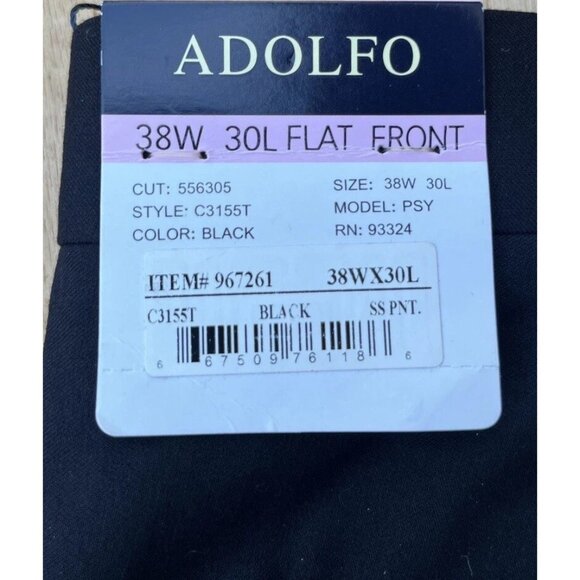 Adolfo Men’s Classic Pleated Black Dress Pants Trousers Size 38x30 Formal - Picture 3 of 15